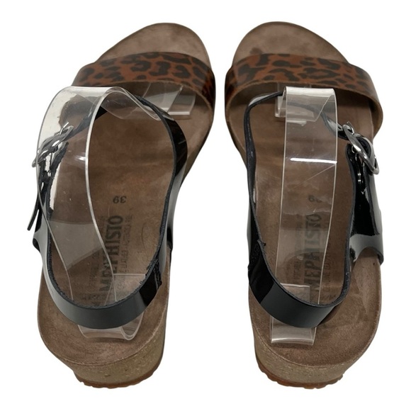 Mephisto Bayton Animal Print 2 Tone Comfort Wedge Leather Sandals Women’s 39 - Picture 8 of 13